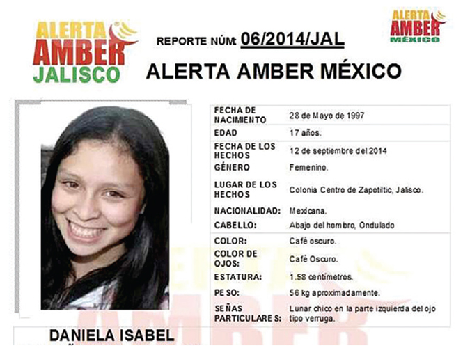 La familia de Daniela Magaña puso a disposición el teléfono 01-341-4140-965 para recibir información sobre el paradero de la joven. Foto:  Adriana Luna