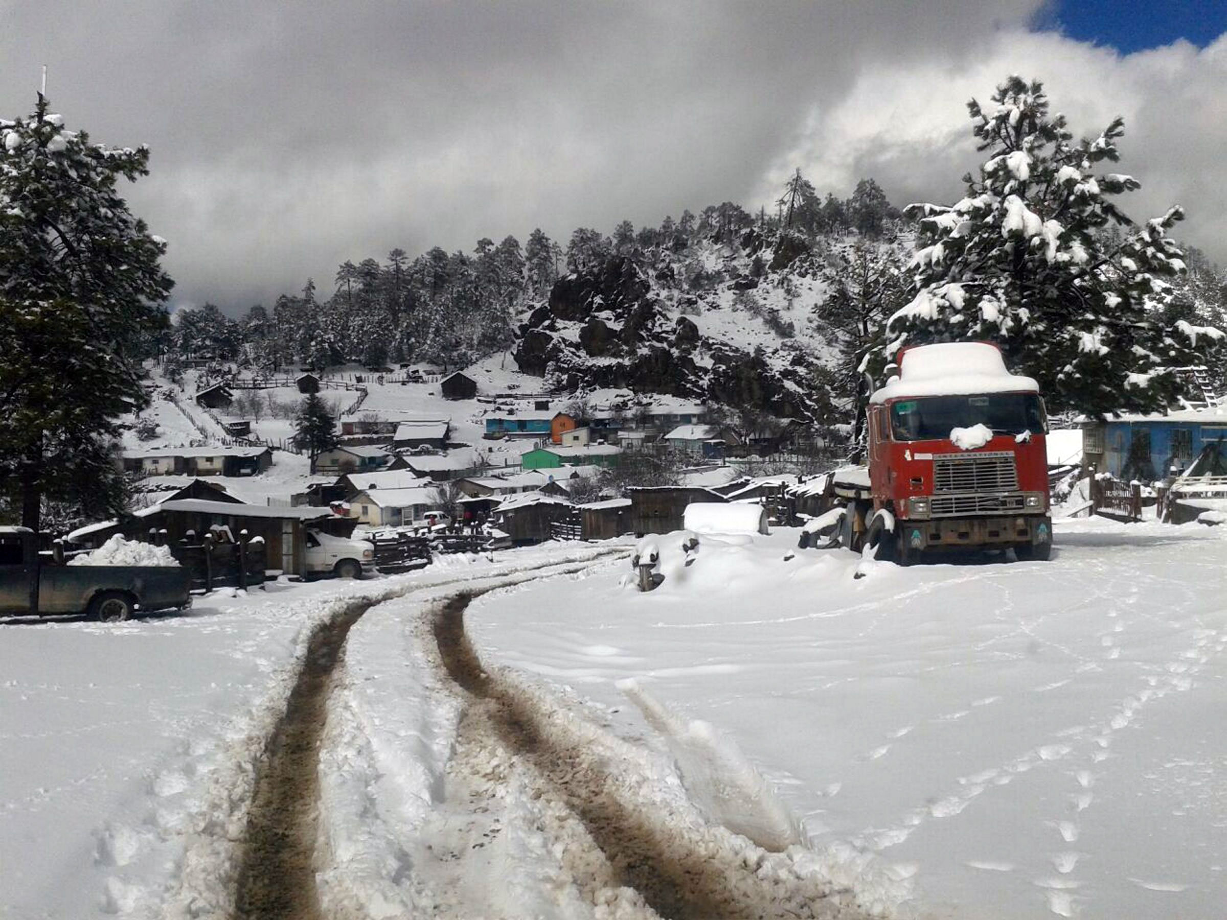 Nevadas azotan a 12 municipios de Durango (FOTOS)