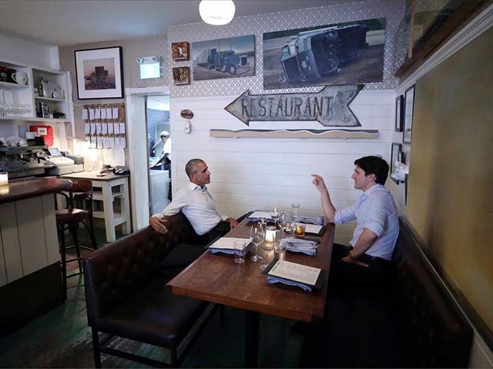 Obama y Trudeau cenan en privado en Canadá